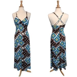 Alyn Paige New York Summer Maxi sleeveless Long Padded Stretch V-Neck Dress S